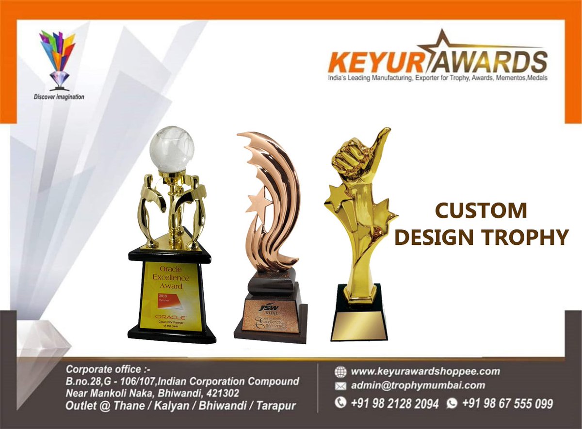 AwardKeyur's tweet photo. Design your own personalized trophy, medals and award. As per your need for any occasion and event. For honoring prestigious accomplishments or winner of a competition and any event you can think of.

Read more: https://t.co/rqyEbrw2jD

#DesignTrophy https://t.co/lzVBkFbR0W