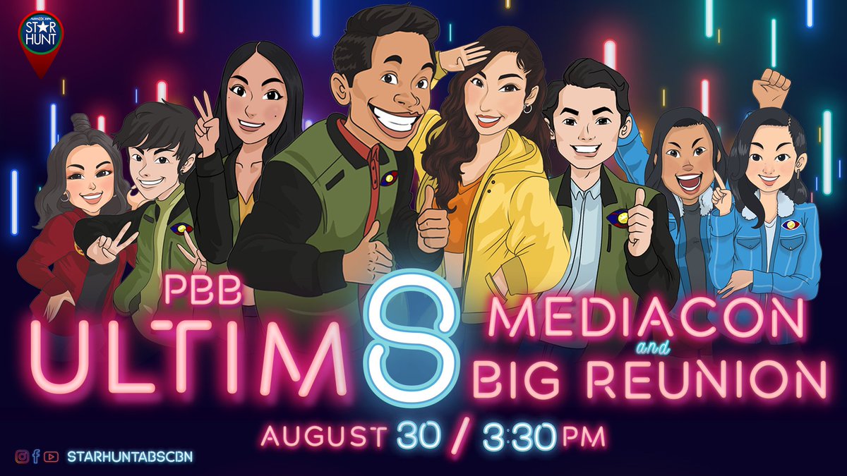 PBBabscbn's tweet photo. Abangan bukas ang back to back BIG EVENT ni Kuya! Ang PBB Ultim8 Mediacon and Big 8 Reunion!!! Online party starts at 3:30PM. Streaming ONLY at @starhuntabscbn's YT channel-- https://t.co/FZE65C7HJ3 #Ultim8BigReunion https://t.co/6EhscUCtaY