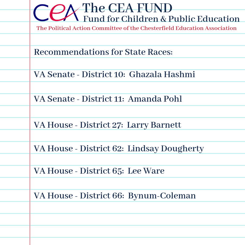 ChesterfieldEa's tweet photo. The @ChesterfieldEa FUND Committee has sacrificed a great portion of their summer to do the necessary work of recommending candidates that will support public schools. #StrongPublicSchools2020 #VEA4Kids #StickWithTheUnion https://t.co/ozhxUkUoJE