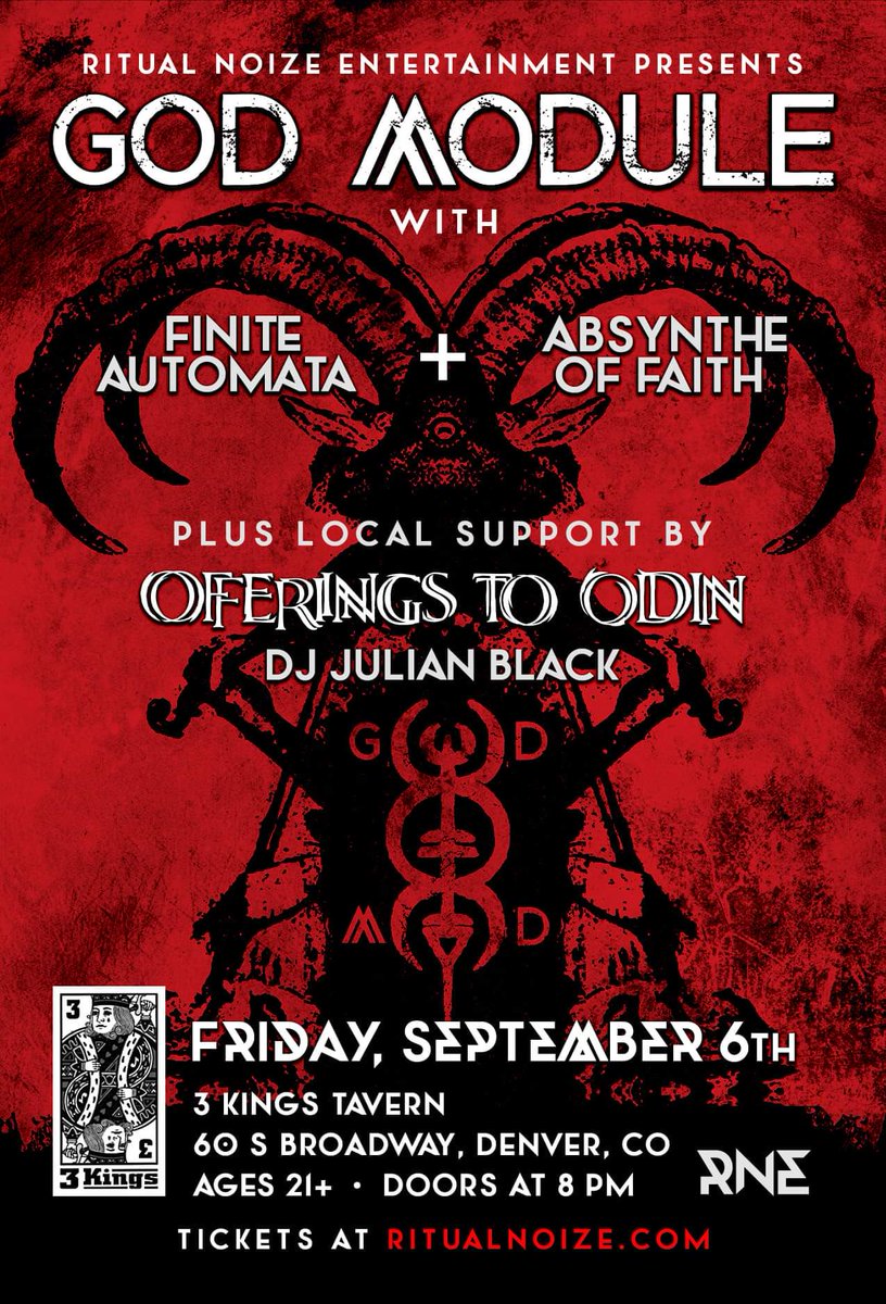 OfferingstoOdin's tweet image. Come out and see us at our next show on Friday Sept 6th. We have the pleasure of opening up for @God__Module it's gonna be a great show.  #industrialmusic #ebm #denvermusic