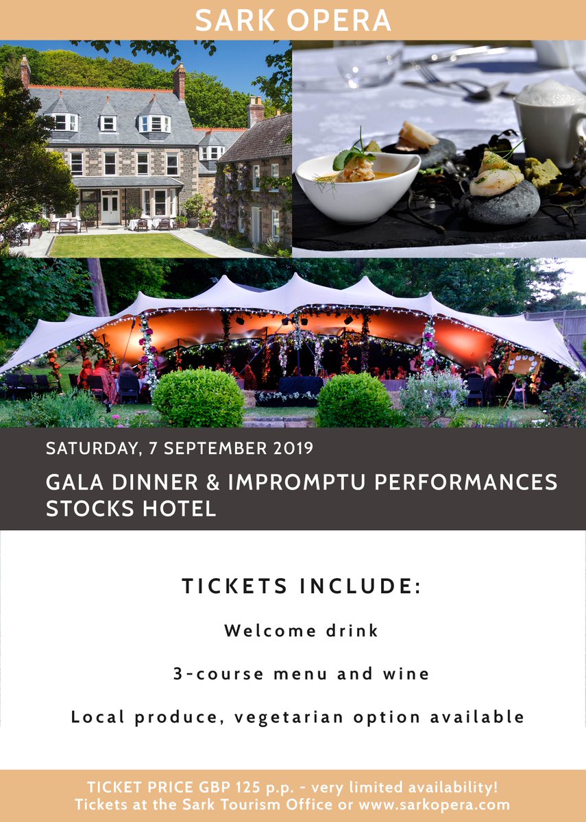OperaSark's tweet image. 60 confirmed guests and just 6 tickets left. The Gala Dinner of the Sark Opera 2019 at @SarkHotel will be a special evening. There won't be any more spaces once these last tickets are gone. Available on: sarkopera.com (Saturday 7th September).
