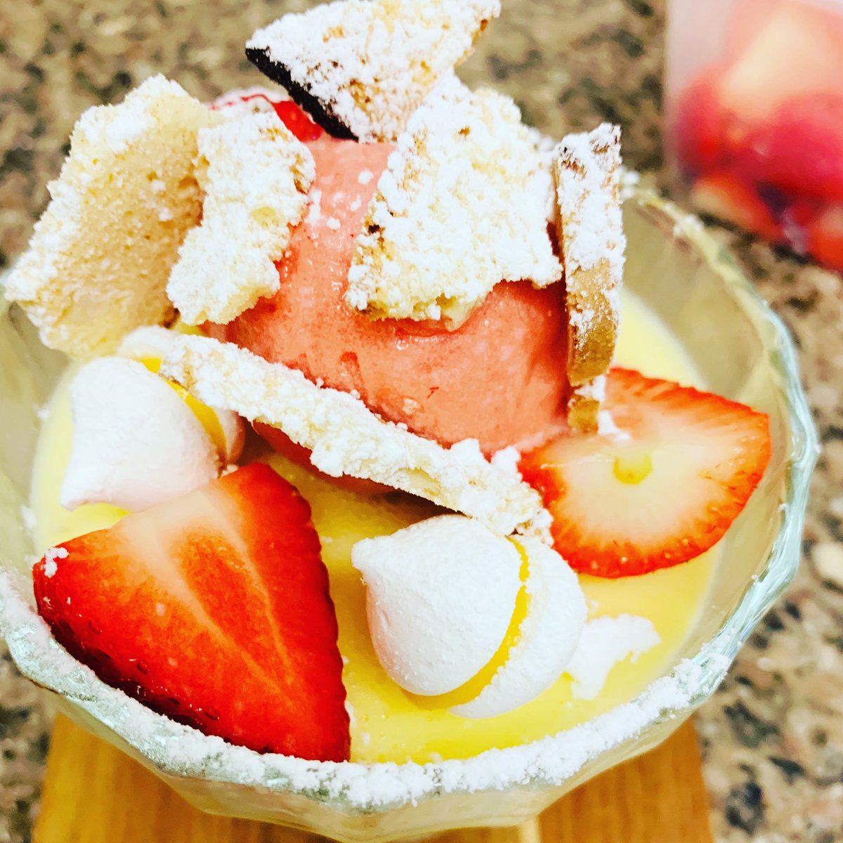 Lemon posset ,Wexford strawberries,Strawberry and elder sorbet ,Dehydrated Biscotti #tastyfoods #sweetdream #cookthefoodyouliketooeat