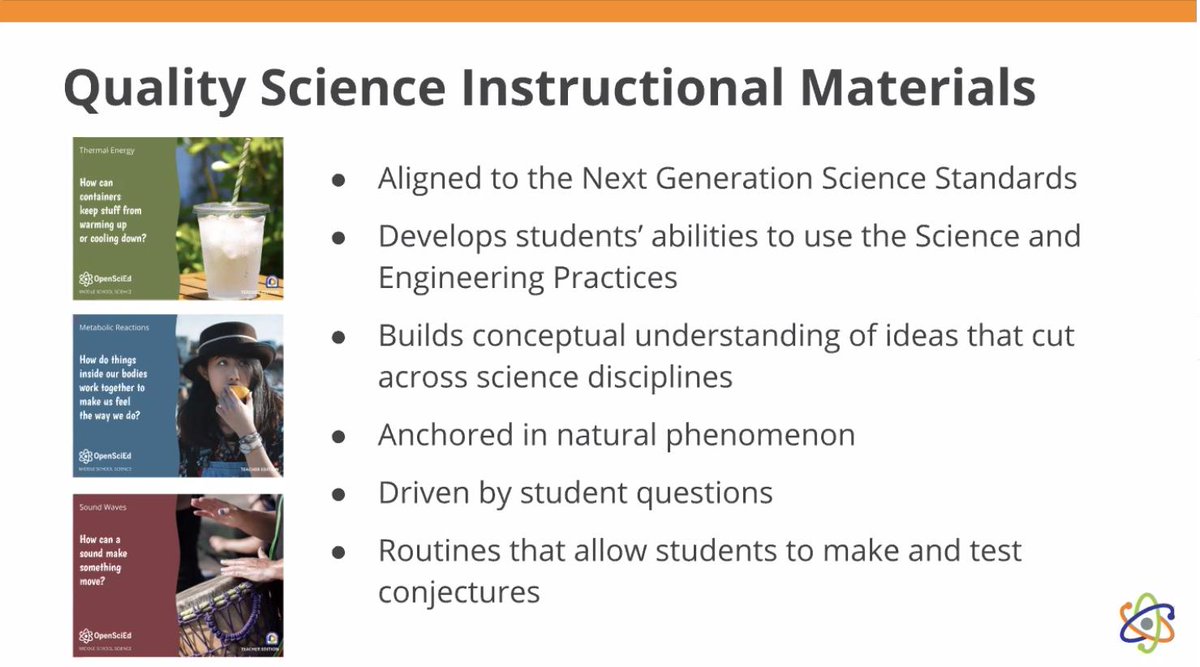 nselascience's tweet photo. What makes up quality instructional materials? NSELA members are currently experiencing a webinar from @OpenSciEd - with a process to answer this question - amazing work to #RealizeNGSS #MaterialsMatter #OER https://t.co/c7msjffpKA