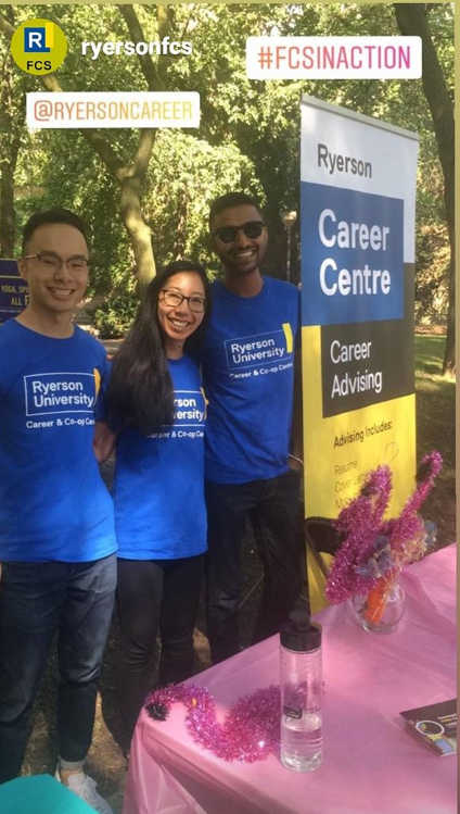 Veronica1Lee's tweet photo. Hey @RyersonFCS! @kenlienlee @jpfernan, Daniela &amp; I had a blast meeting FCS students at Orientation. Follow @RyersonCareer for more info on #CareerBoost on-campus jobs, our upcoming Part-Time Jobs Career Fair or book a 1:1 with FCS Career Education Specialist, Ken! #FCSinAction https://t.co/4wRL85kgxC
