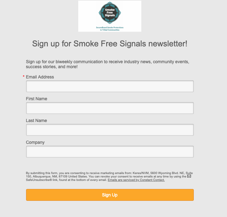 KeresCompanies's tweet photo. Stay Connected! 
Sign up TODAY for our Smoke Free Signals newsletter. You will stay in the loop with current commercial tobacco updates, local community successes, and upcoming events/training! #newmexico 

Link to sign up: https://t.co/dTGEerFRey https://t.co/uCECCXSGeO