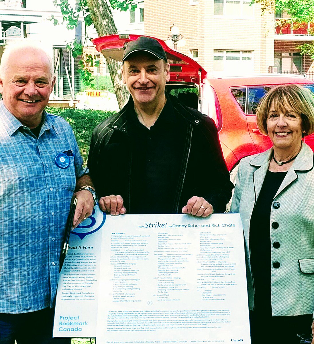 mtsroly's tweet photo. Great day today to build on Canada's Literary Trail on our Waterfront Drive, Victoria Park circa 1919.  Strike! by Danny Schur and Rick Chafe.  Thank you Project Bookmark Canada! https://t.co/a6fVxTEULQ
