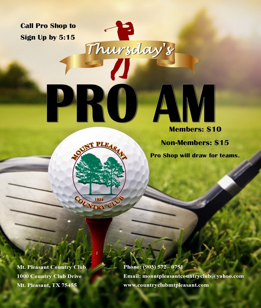 CCofMP's tweet image. Pro Am tonight! 
Call in early!
(903) 572-0751