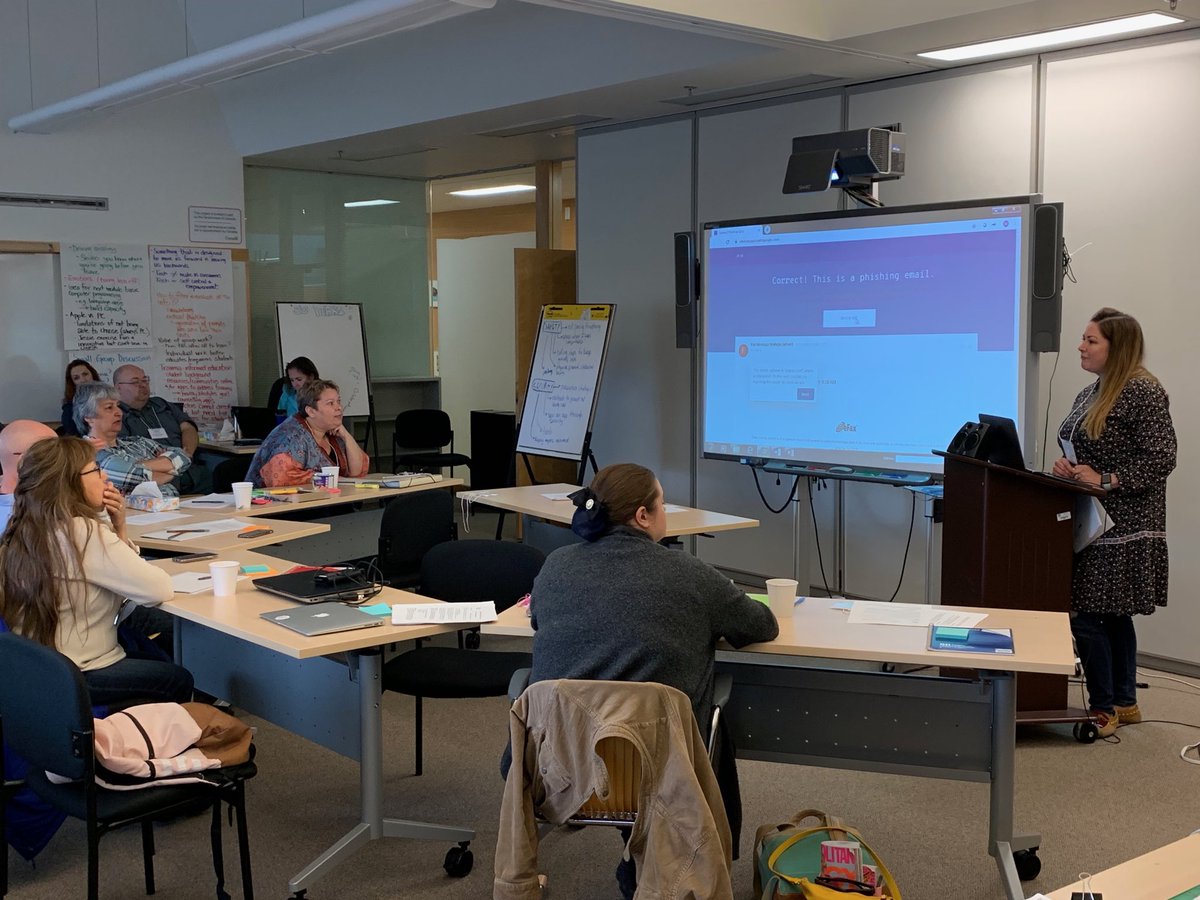 RobMcMn's tweet photo. Day 3 of #digitalNWT - today we’re working with adult educators from @AuroraCollegeNT to cover online risk management with @crystalfraser and explore language apps with @MayangAlva & Kendra from @SLISUAlberta https://t.co/Ha3kANgnYZ