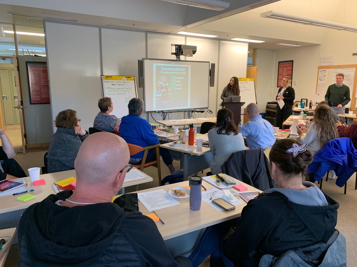 RobMcMn's tweet photo. Day 3 of #digitalNWT - today we’re working with adult educators from @AuroraCollegeNT to cover online risk management with @crystalfraser and explore language apps with @MayangAlva & Kendra from @SLISUAlberta https://t.co/Ha3kANgnYZ