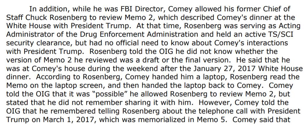 Now this gets very interesting, Comey shared memo 2 & discussed Memo 5 with his former Chief of Staff who was acting administrator of the Drug Enforcement Administration. Now why would these CI effort be important for the guy running the DEA? Does this tie into Project Cassandra?