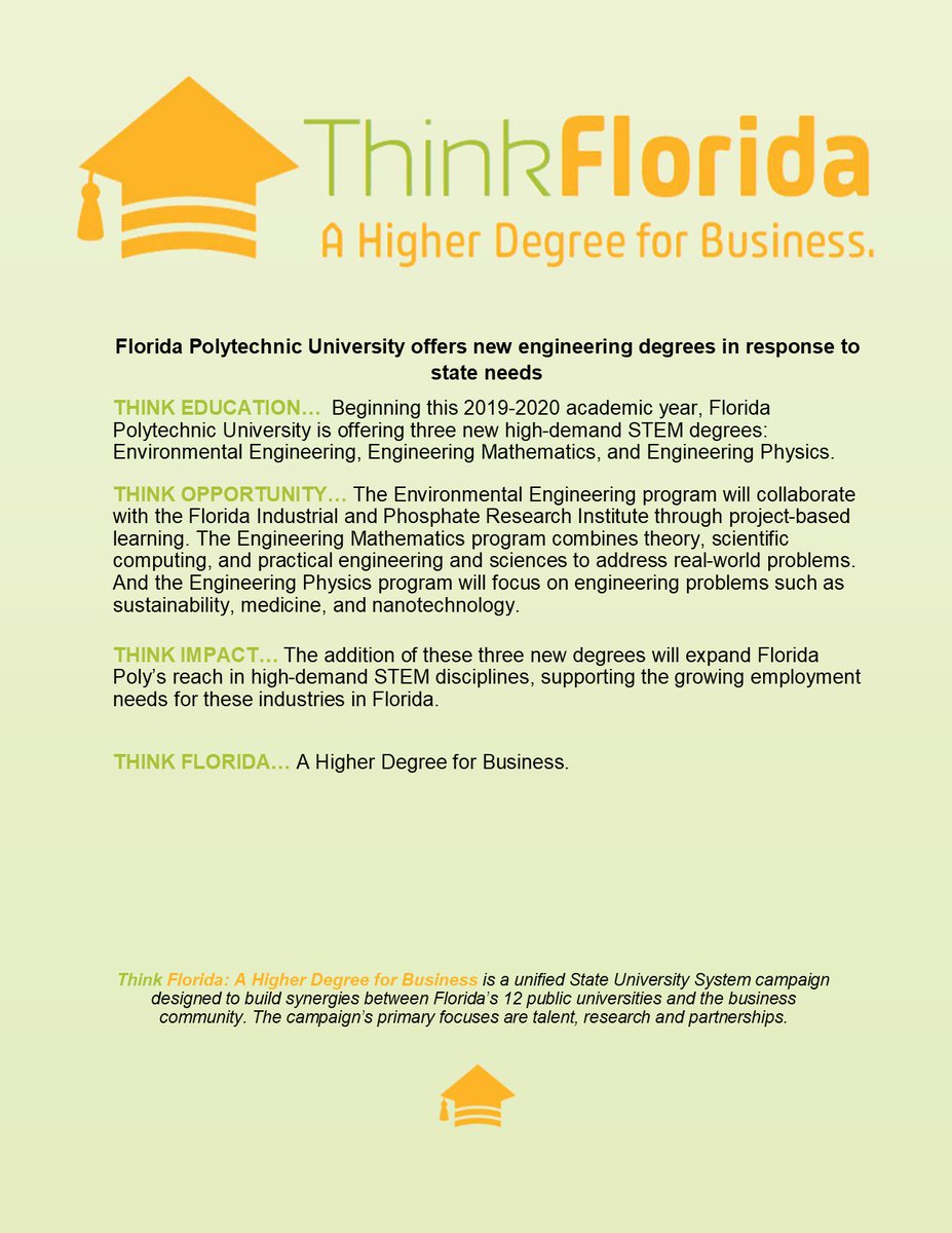 SUS_Florida's tweet image. #ThinkFlorida @FLPolyU offers new engineering degrees in response to state needs