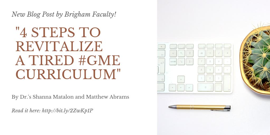 A BIG #BEIcongrats to @ShannaMatalon and Matthew Abrams on their recent @HarvardMacy blog post: '4 steps to revitalize a tired #GME curriculum'.

Check it out here: bit.ly/2ZwKp1P

#MedEd #MedTwitter 

@BWHRadiology
@BWHRadEdu