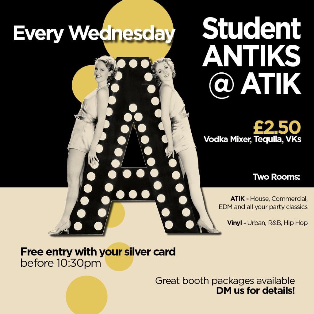 Antiks kicks off 18th September &amp; will run every Wednesday at ATIK Uxbridge 💃🏻🎶🍹 The best student night in town! 🎟 atikclub.co.uk/uxbridge/18-09…