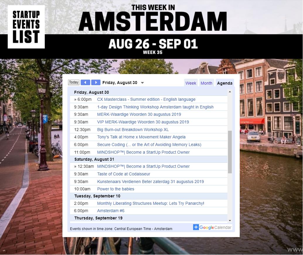 Startup Events List - Amsterdam tweet media