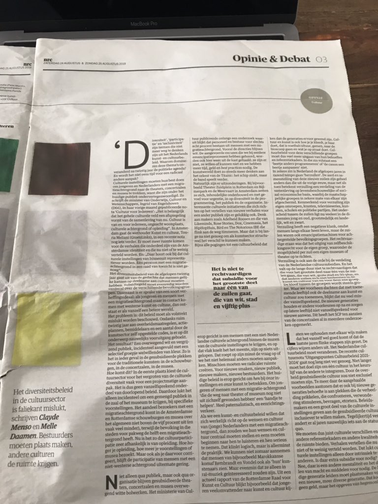juankhalaf's tweet photo. @ivanengelshoven @RaadvoorCultuur “ Het is belangrijk  dat het gehele culturele veld een afspiegeling vormt van de samenleving van nu. Cultuur is van en voor iedereen, ongeacht woonplaats culturele achtergrond of opleiding” via @nrc https://t.co/1xg8Iu9mlV