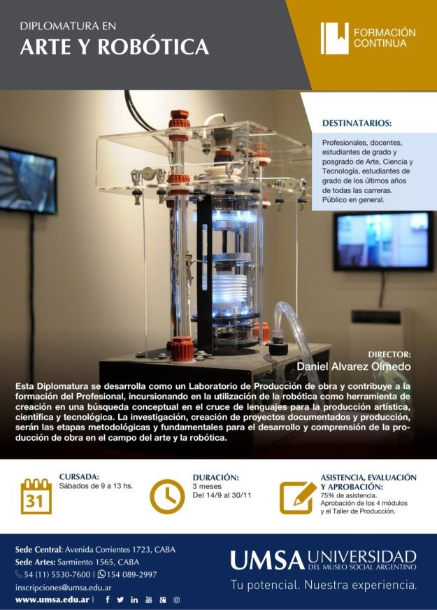 🤖 La  UMSA dictará la diplomatura en Arte y Robótica elcontact.com/2019/08/la-ums…
<a href="/UMSA_Oficial/">UMSA</a>