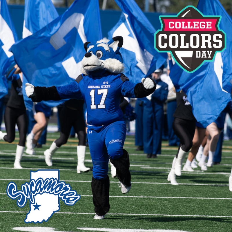 IndStAthletics's tweet image. Friday, August 30th is College Colors Day! Wear your Royal Blue &amp;amp; White all day long on Friday and let everyone know you are proud to be a Sycamore!

#MarchOn