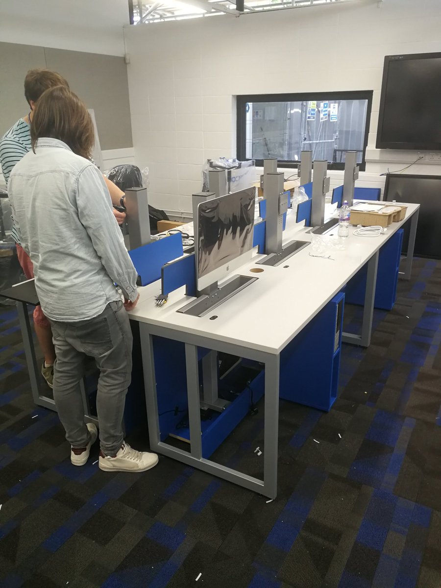 zioxiuk's tweet image. Exciting install at @farnboroughcoll iMacs and Dells in power up tables across 3 classrooms and the adjoining room. Looking good! #integratedIT #techinclass #agilelearning