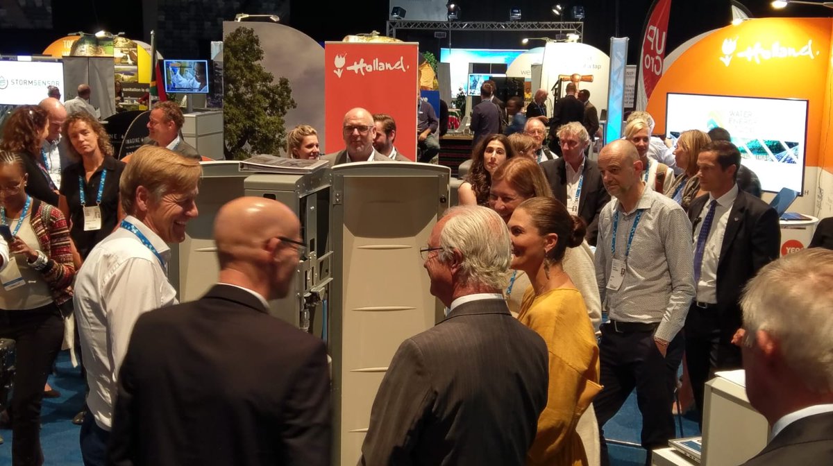 Very honored by the visit of the King and Crown Princess of Sweden at our live demo of the Villagepump 500 at #Dutch_pavilion at #WWWeek2019
