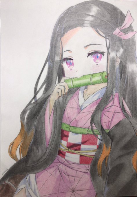hirosodaさんがTwitterに投稿した竈門禰豆子(鬼滅の刃)のイラスト。