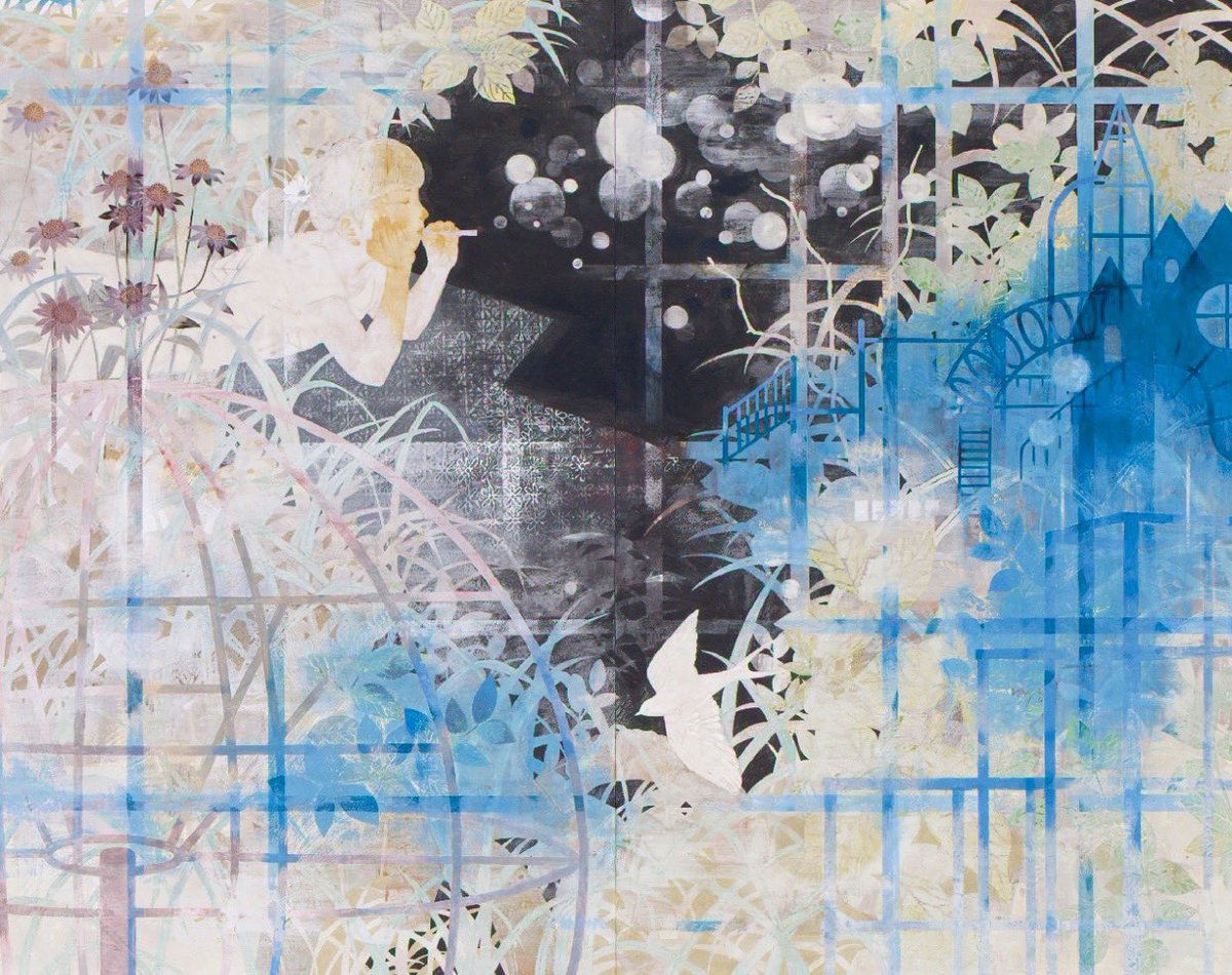 阿部千鶴 何年か前の作品です 毎年描いている大作は アトリエに寝かせてもギリギリの大きさで 本当に大変です これは150号です 日本画 過去作品 150号 T Co Zmkwzihyym Twitter