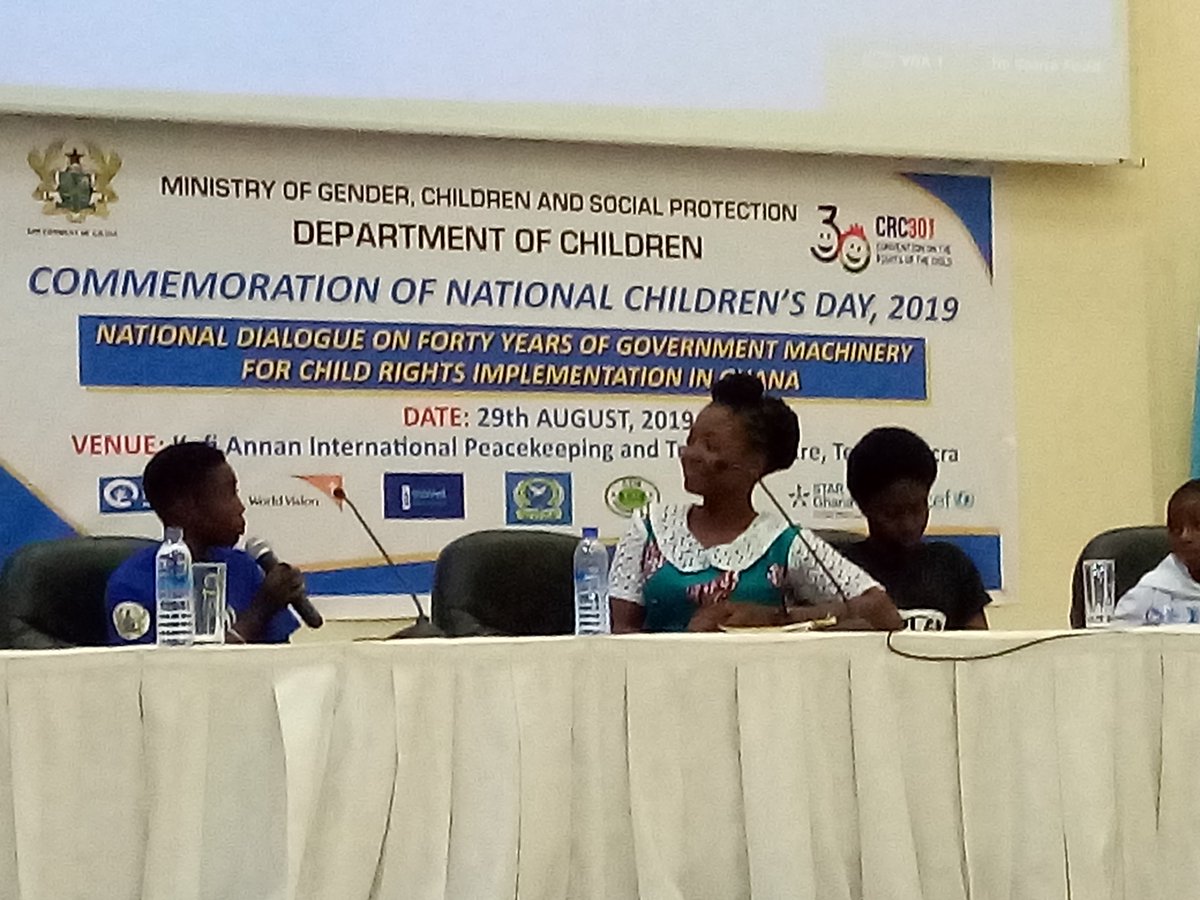 kobengkyereh's tweet photo. @victoriaquaynor of @cmghana moderates a panel discussion of children as they assess progress after 30 yrs of the #UNCRC and 40yrs of Ghana's body directly in charge of children #Participation #RightToOpinion #EffectiveAction #NoAbuse @MoGCSP_Ghana .@UNICEFGhana .@ghanabakwamena https://t.co/abCcQW3GAB