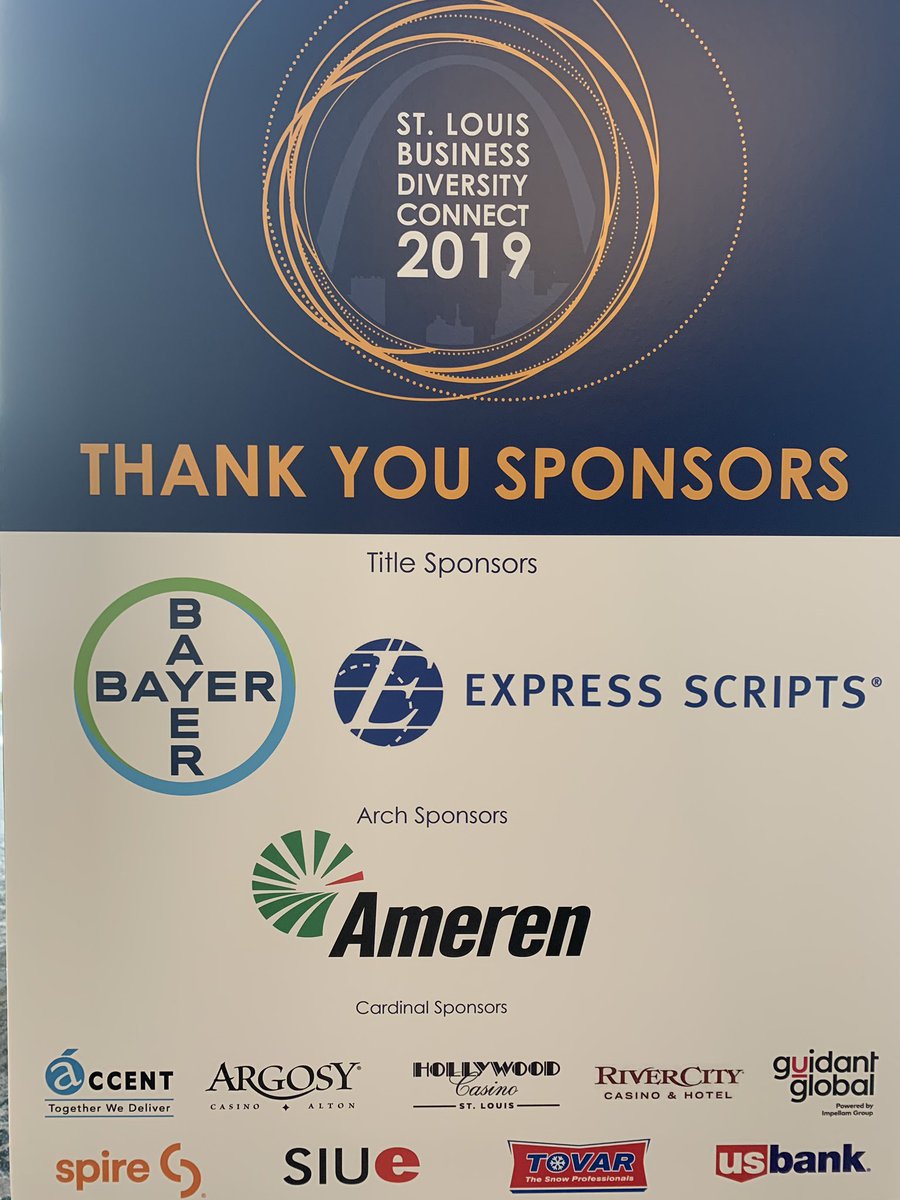 HCCMetroSTL's tweet photo. Kicking off the 2019 St Louis Business Diversity and grateful to our title sponsors Bayer and Express Scripts #SLBDC #connectingsmallbusinesses https://t.co/oBGQEP6Kn2