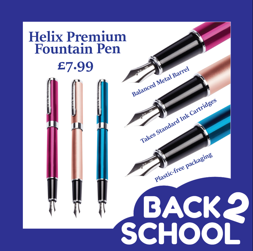 CopyConcept's tweet image. Our customers just can&apos;t get enough of these gorgeous Helix Premium Fountain Pens! We&apos;ve got fresh new stock of these perfect as a going-to-big-school gift (Though grownups can enjoy them too!) 
These pens are just £7.99 and are available in Pink, Blue or Rose Gold