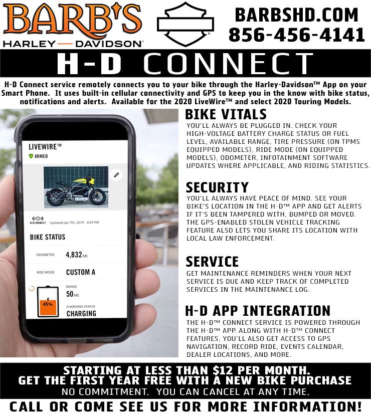 Barbs_HD's tweet image. New 2020 feature for your Harley-Davidson!

Call us today for more details: 856-456-4141

#HarleyDavidson #2020Harleys #BarbsHD #Motorcycles #App #NewFeature