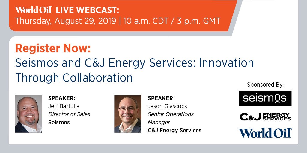 cjenergy's tweet photo. Starting in less than an hour! Register now for our joint webcast with Seismos. Collaborating to improve your fracturing plans, field development and operational efficiency. https://t.co/hfPbhFkbDG https://t.co/9Ido3m9RyX