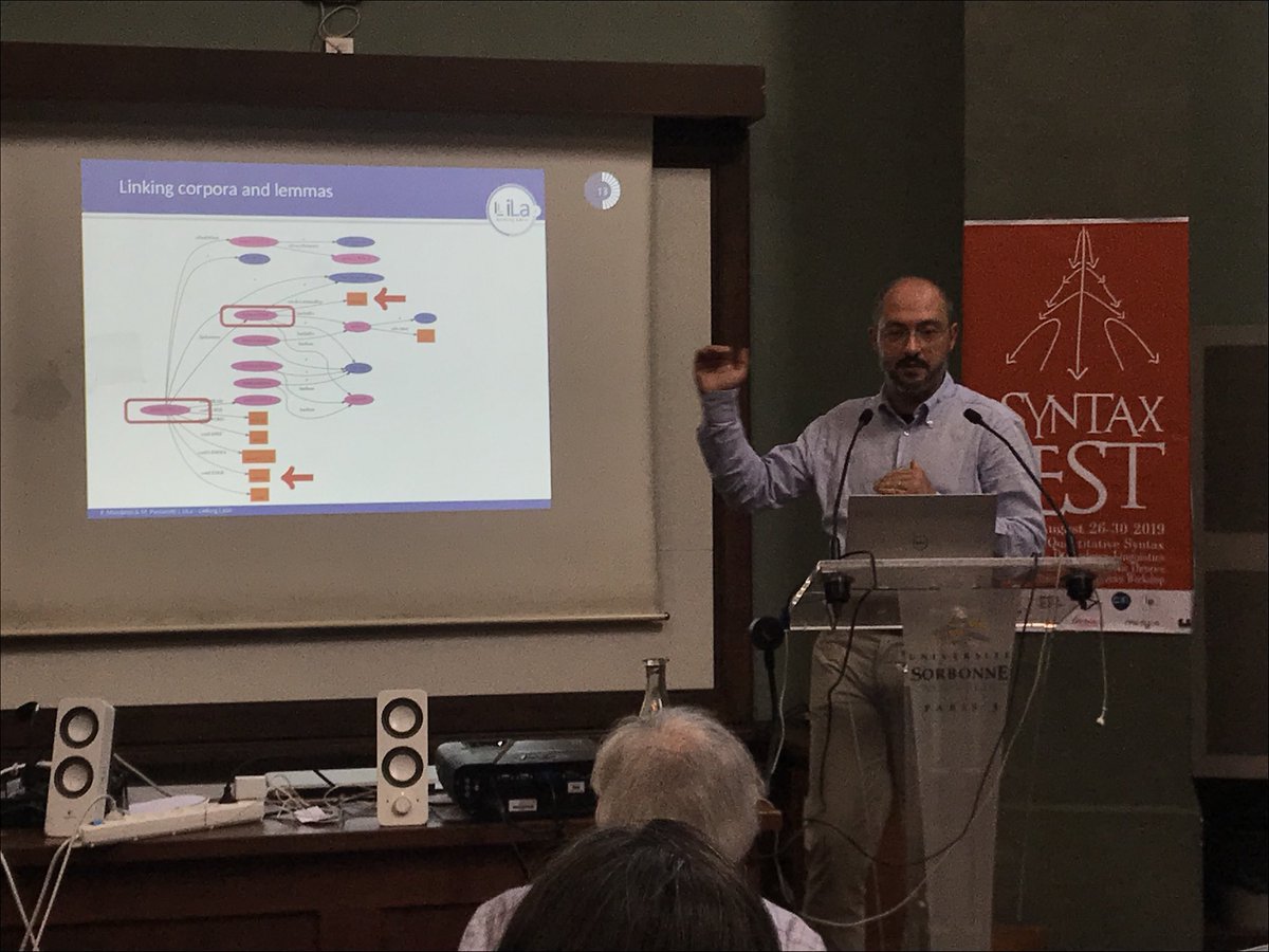 ERC_LiLa's tweet image. Presentation by @FrancMambr on “Linked Open Treebanks. Interlinking Syntactically Annotated Corpora in the LiLa Knowledge Base of Linguistic Resources for Latin” at #SyntaxFest2019