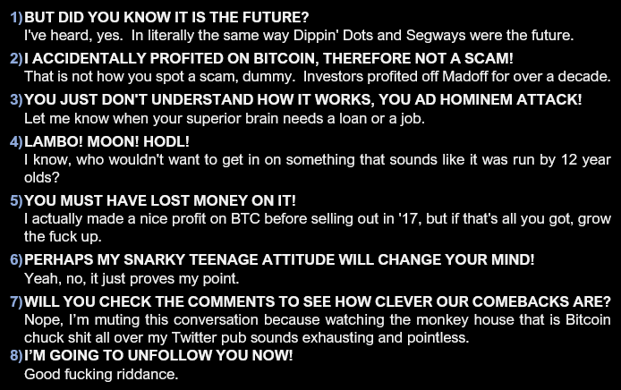 Bitcoin now down 1/3rd of its value in 64 days after spiking 300% within months, just like a *real* brick-and-mortar scam.