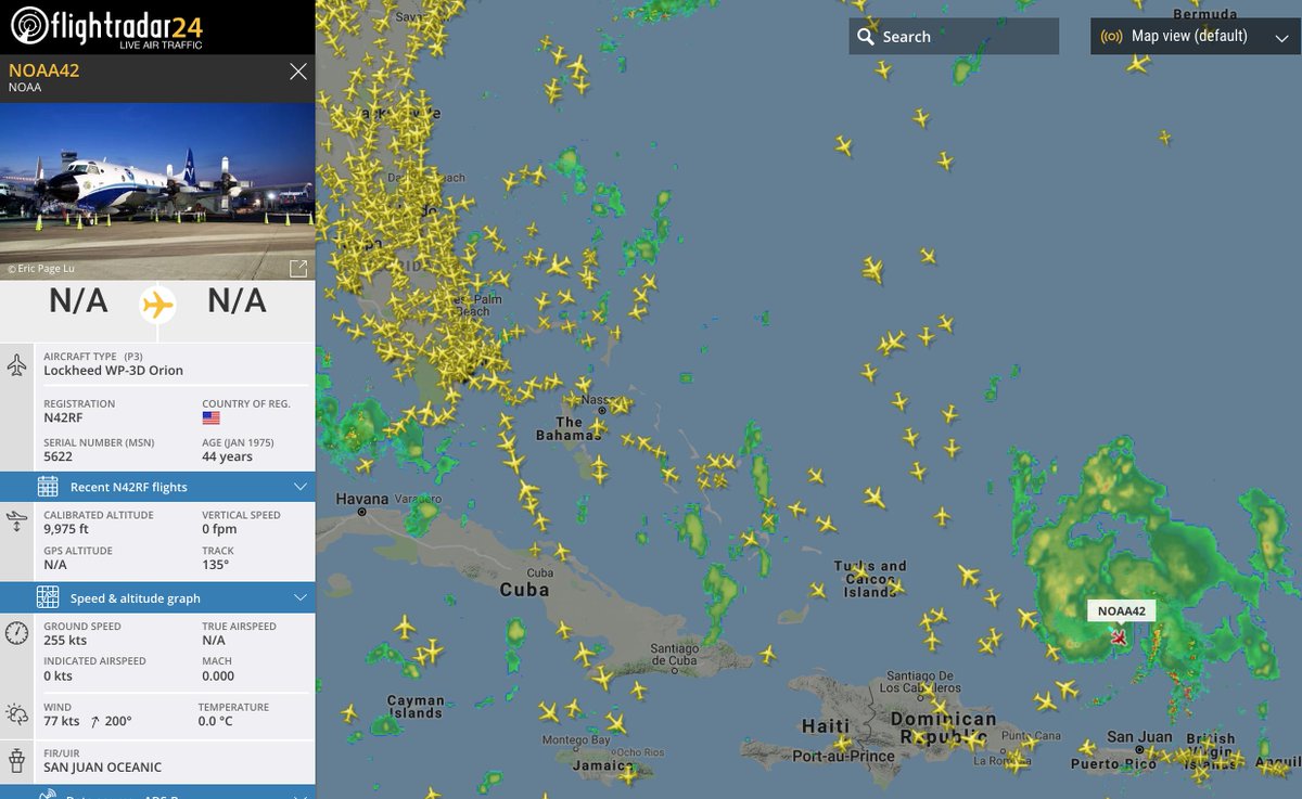 #NOAA42 back into Hurricane #Dorian this morning as it moves toward Florida. flightradar24.com/NOAA42/21e3c43d