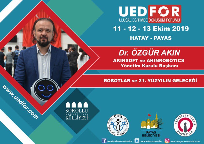 Ülkemizin hizmet sektöründe seri İnsansı Robot üretimi yapan ilk firması Akın Robotics'in Yönetim Kurulu Başkanı Sayın Dr. Özgür AKIN'da UEDFOR'da aramızda.
 EĞİTİM YÖNETİCİLERİ VE UZMANLARI DERNEĞİ (EYUDER)
#eyuder #uedfor <a href="/Akinrobotics/">AKINROBOTICS</a>
