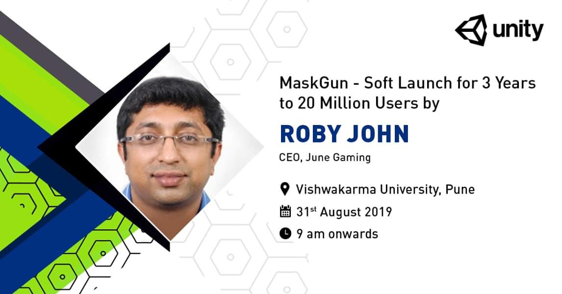 Unity3DIndia's tweet photo. Roby John, CEO of June Software will be present to share his insights at the #UnityDayPune. We're all curious to know more about '#Maskgun - A Realtime Multiplayer FPS Game for Mobile Devices' during his talk. #StayTuned
#Unity3D #UnityDay #Pune https://t.co/meGr4ZXHjC