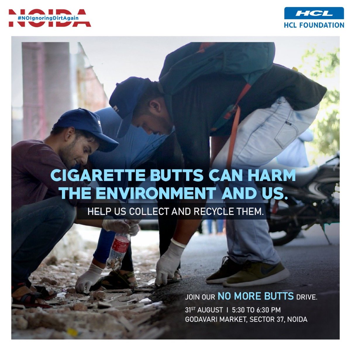 My_Clean_City's tweet photo. Cigarette butts are the forgotten plastic pollution & the most littered item on the planet. Join our ‘No More Butts’ drive to help us collect cigarette butts & turn NOIDA clean.
#CleanNoida #PutItInTheBin #LetsMakeTheDifference #CigaretteButts https://t.co/3r2uHGWG2Y