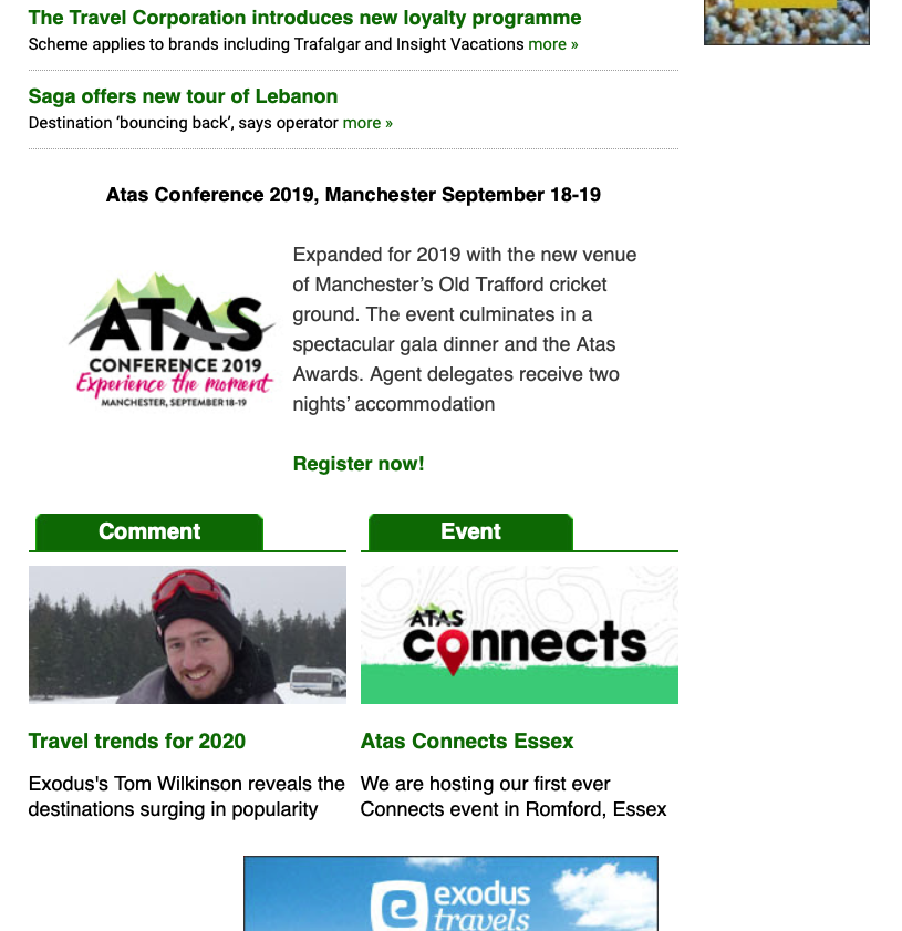 ATAS_travel's tweet photo. Busy news day at @ATAS_travel with @RamblersHoliday &amp; Adagio joining us, @ColletteTravel returning, and a new CEO at A&amp;K Group. 
The newsletter also has news from @APTouring @Shearings @uk_aat @TitanagentsUK @gadventures @ExploreWW @CosmosTradeUK @travelTTC &amp; @SagaTradeTeam 1/2 https://t.co/idvHMzyBgP