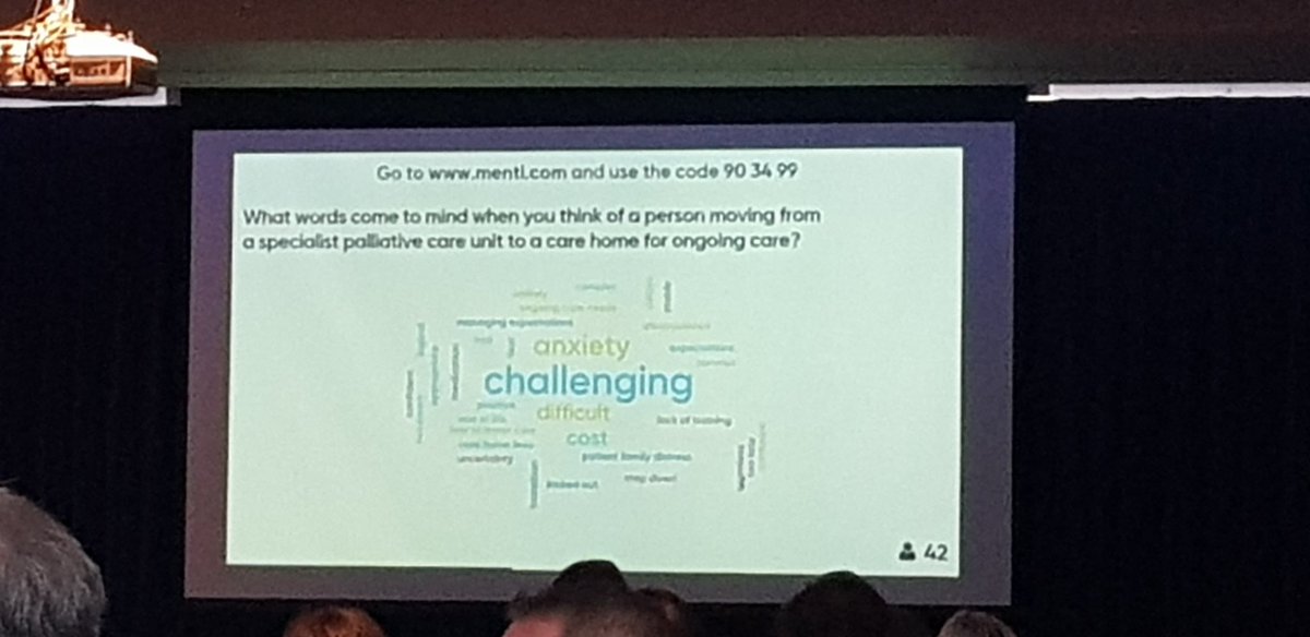 #taypcconf19 we ask the question what are our thoughts of transferring of transferring a patient from specialist palliative care inpatient unit to a care home? Challenging is a recurrent theme.