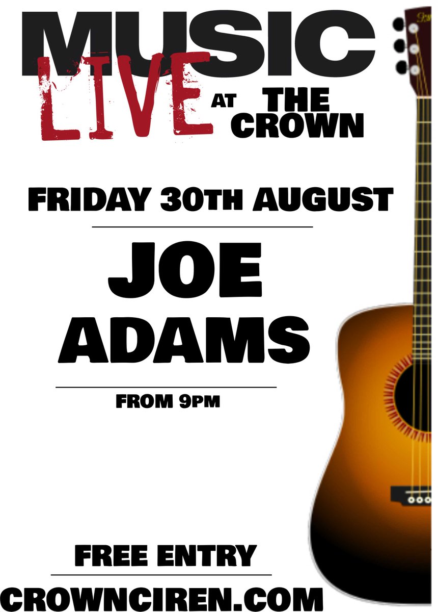 TheCrownCiren's tweet photo. Live music this Friday 
JOE ADAMS
From 9pm
https://t.co/qAzN3IiTj7 https://t.co/O1WJ1h0vSX