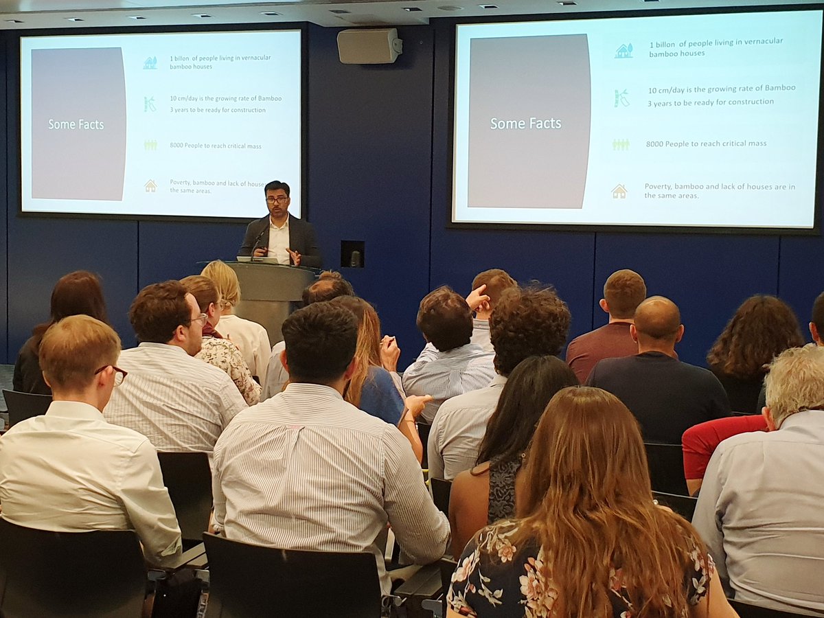 HiltiFoundation's tweet photo. @luisfelomu of our #BaseBahay Foundation presenting at @ArupGroup in London today. Thanks for a fantastic exchange! #bamboo #sustainability #Engineering #socialimpact #affordablehousing #techfordevelopment https://t.co/X5hGcIAp0Y