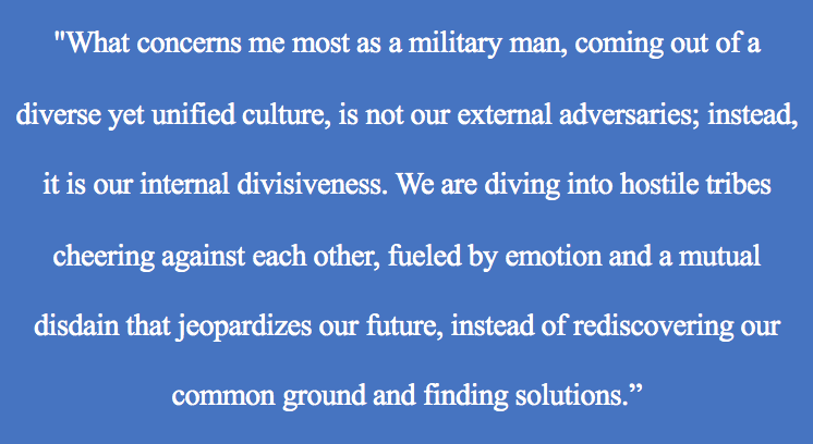 JonathanHolslag's tweet photo. Dixit former defence minister James Mattis in an interview yesterday. To be read, to be read again... and to be shared with whoever cares about the future of Western democracy. https://t.co/uam6ifaOSc