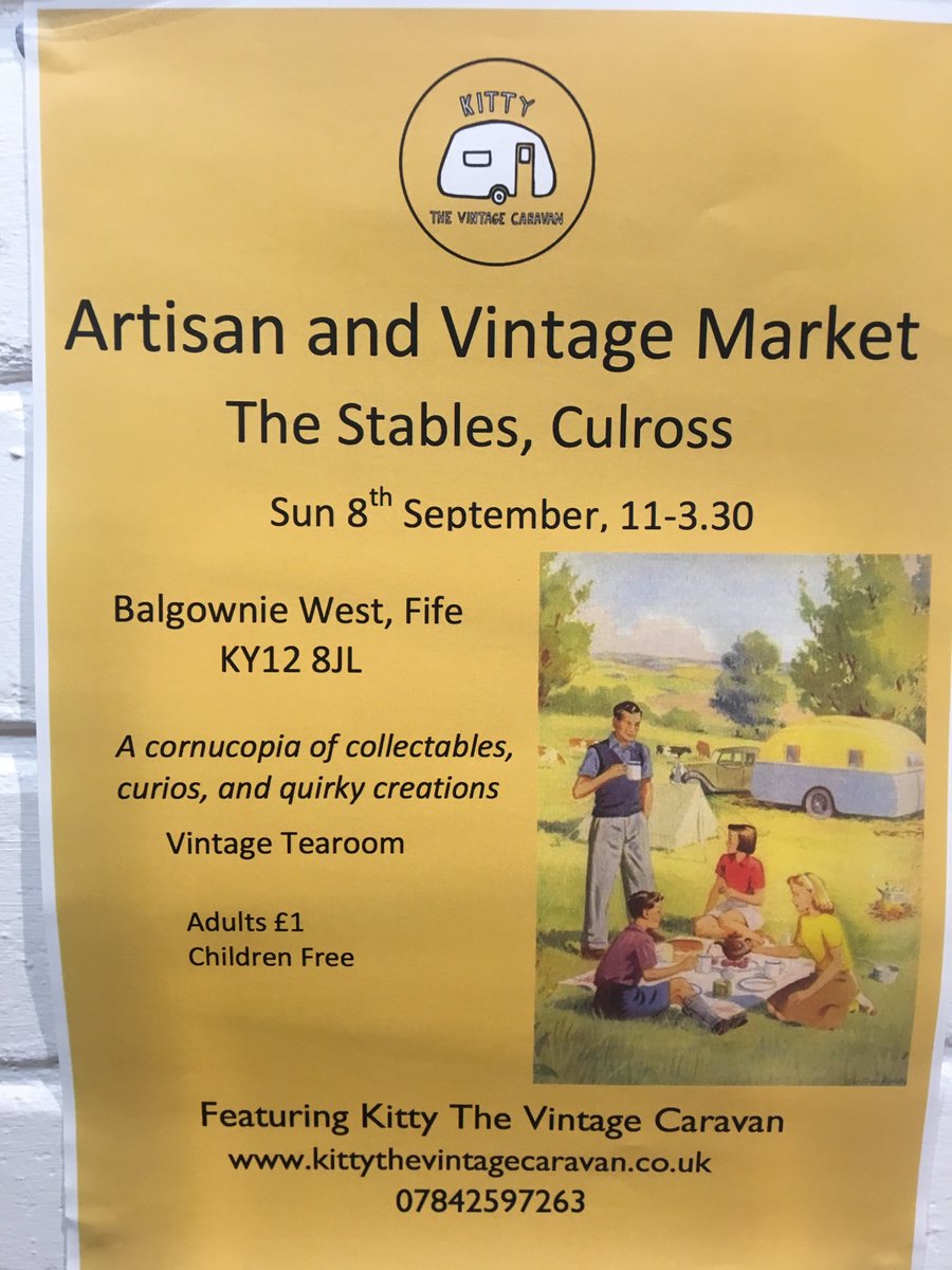 A cornucopia of collectables, curios and quirky creations at the Artisan and Vintage market, The Stables in Culross on September 8th - sounds fab! <a href="/KittyGlamping/">Kittyvintagecaravan</a> #Culross #vintage #teaandscones