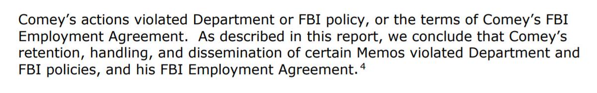 OIG referred Comey to DOJ for prosecution decision.A prosecution predicated on McCabe's FBI upclassifying the names of 4 countries in a memo at the Confidential level. Memos shared only with Comey's attorneys, several of those attorneys (if not all) have security clearances.