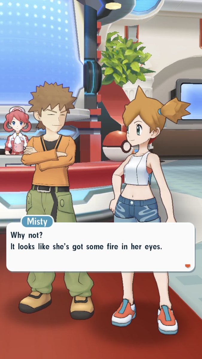 Gendered pronouns. I wonder why they do the whole “no gender in the character creator” thing in recent Pokémon games if they’ll still not let you pick pronouns. Maybe it’s neutral in Japanese.  #PokémonMistress