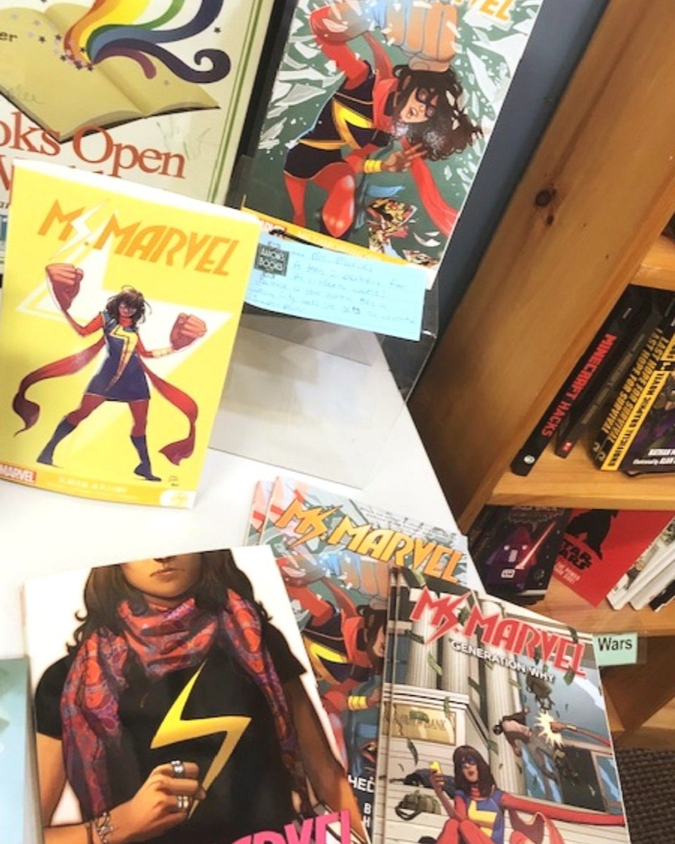 AaronsBooks's tweet photo. Two questions for you: 1-have you heard the news about the upcoming #MsMarvel tv show? And 2-how excited are you?! Stock up on everything Ms. Marvel today!

#AaronsBooks #ShopLocal #ShopLititz #Marvel #KamalaKhan https://t.co/YajkH34xGB