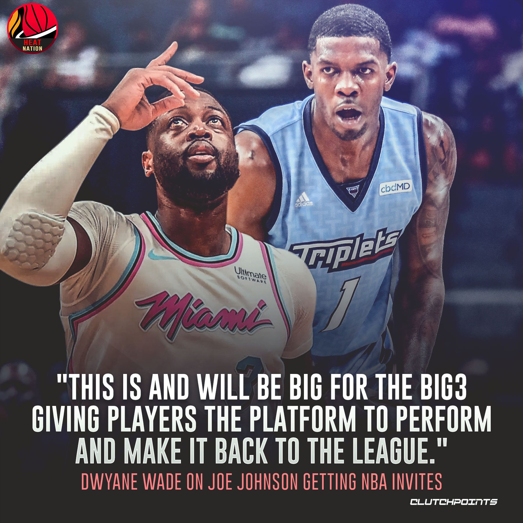 Heat Nation on X Dwyane Wade sees Joe Johnson s possible comeback as a huge step for the BIG3. HEATCulture Heat https t Mh9WrwnN3n X
