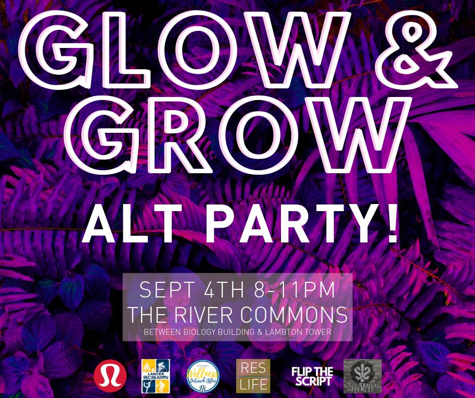 Don't miss this year's Glow &amp; Grow Alt Party 🌟 Pound, yoga, &amp; games that GROW: Giant Jenga, Connect4, Twister, Pong and more 🙌 Get yo’ glow on with free glow sticks, body paint and wild glow décor with a DJ to spin the beats 🎧Wear neon coloured anything and bring a yoga mat!