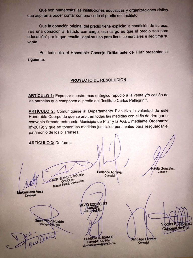 FedericoAchaval's tweet photo. Desde el Frente de Todos repudiamos la venta de los terrenos del Instituto Carlos Pellegrini. No vamos a dejar que vendan algo tan preciado para todos los pilarenses. https://t.co/tl82hODULR