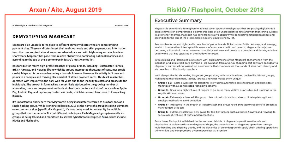 Dear <a href="/AiteGroup/">Aite Group (now Aite-Novarica Group)</a> &amp; <a href="/Arxan/">Arxan Technologies</a>, when you "write" a report on something don't plagiarize. "Your" introduction from your report is a straight copy from our 2018 "Inside Magecart" report.

Thread 1/n