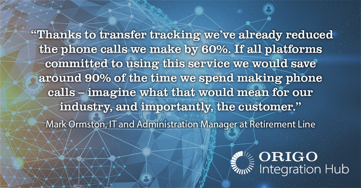 Origo_Services's tweet photo. How automated Transfer Tracking saved one firm 60% of calls. All thanks to @landg_uk (Track my App) and some help from us:  https://t.co/Mjed2cxpNN 

@RetirementLine #transfertracking #newbusiness #transferapplications #transfertransparency https://t.co/AHIUKyRxzj